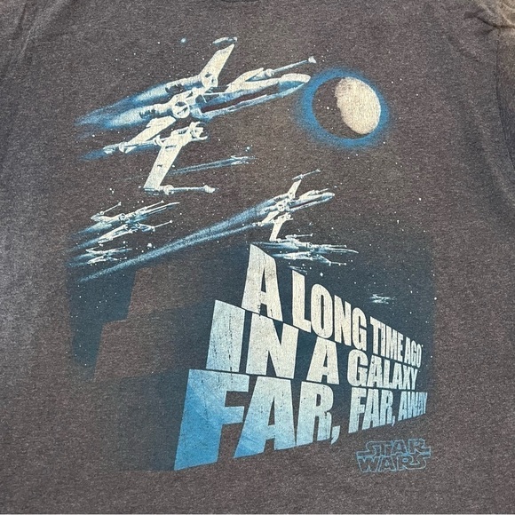 STAR Wars gray short sleeved T shirt "A Long Time Ago...." spell out quote, XL. - Picture 8 of 12